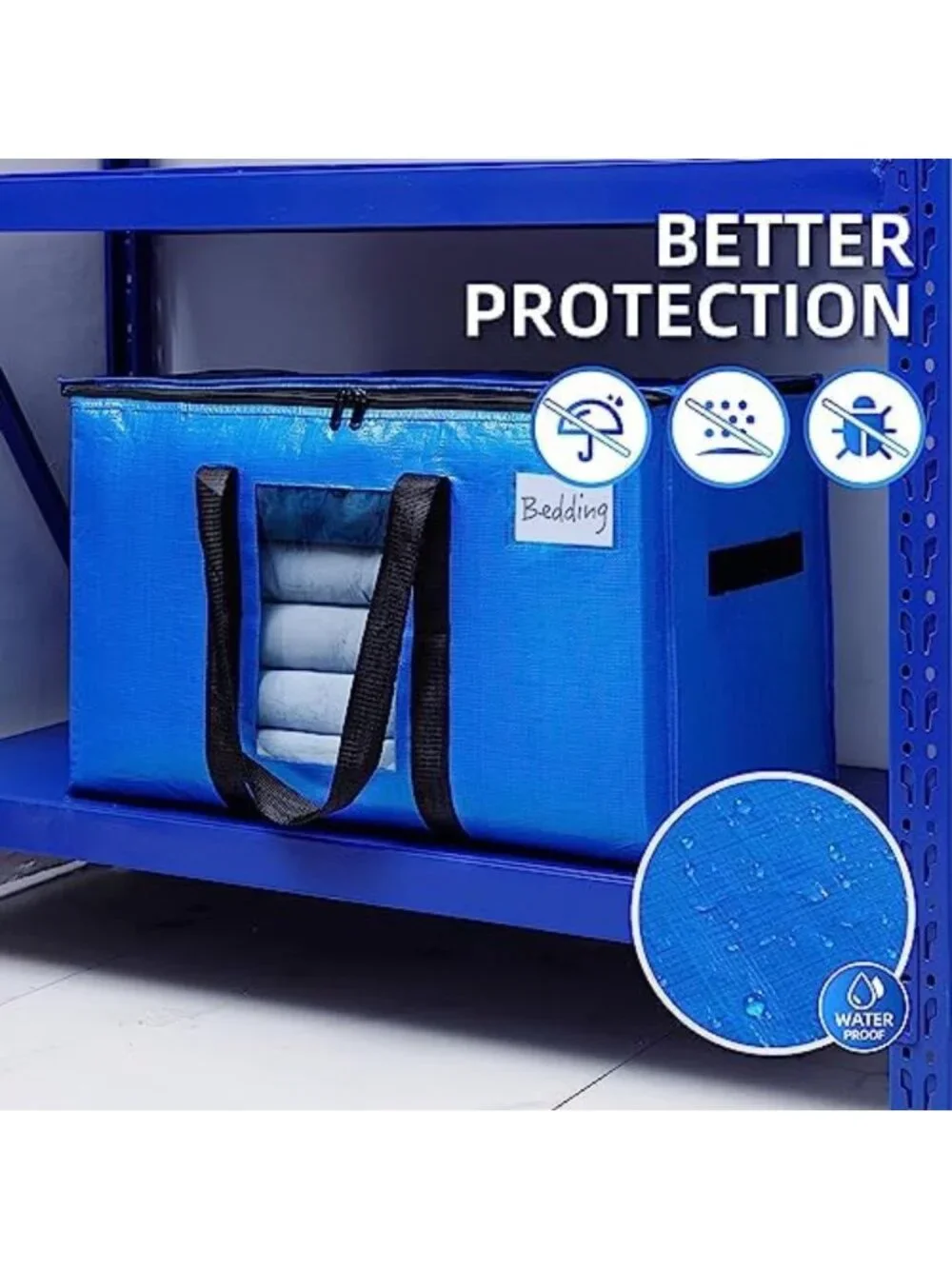 Extra Large Blue Moving Bags - 4 Pack Storage Bags with Clear Window for Easy